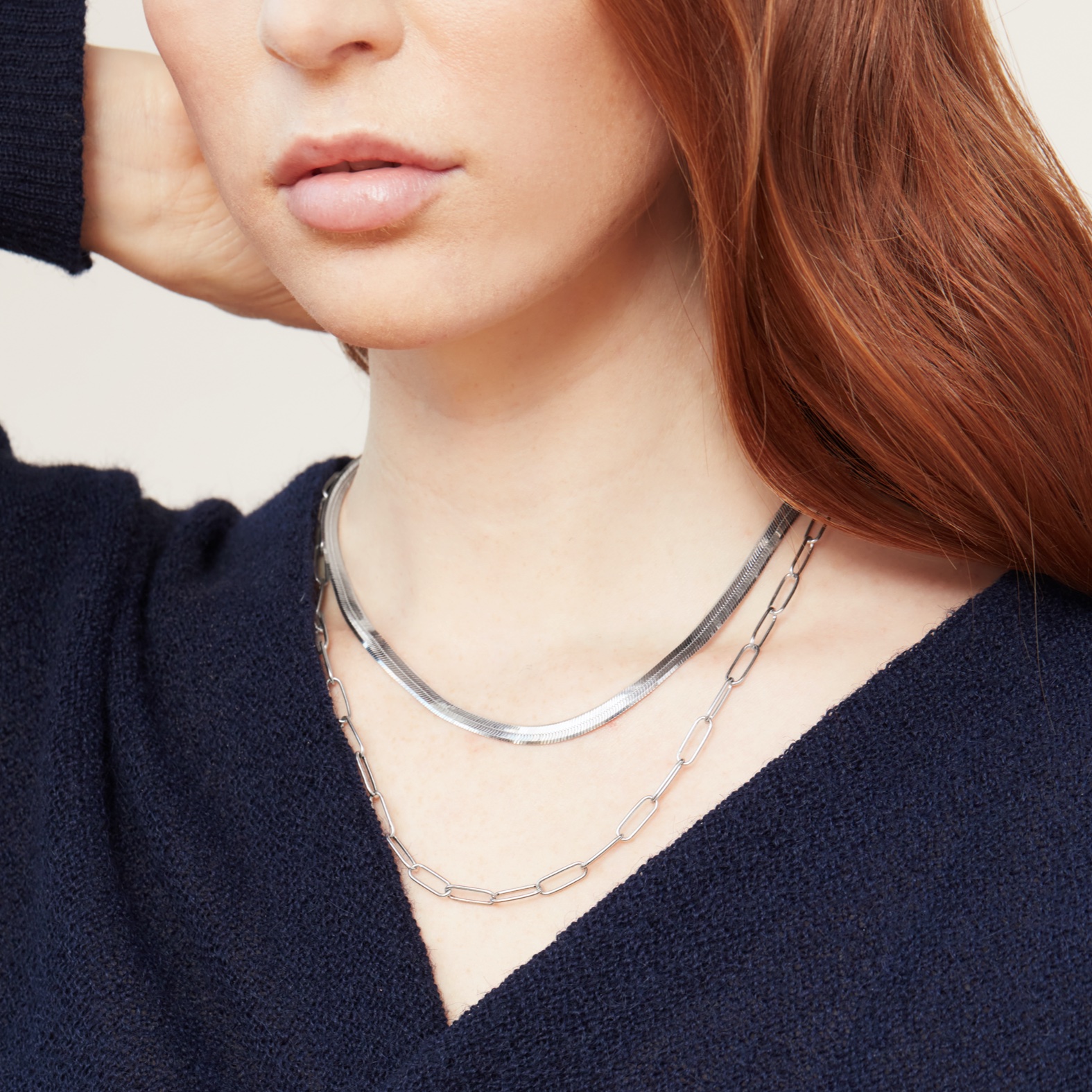 Bold herringbone chain deals necklace