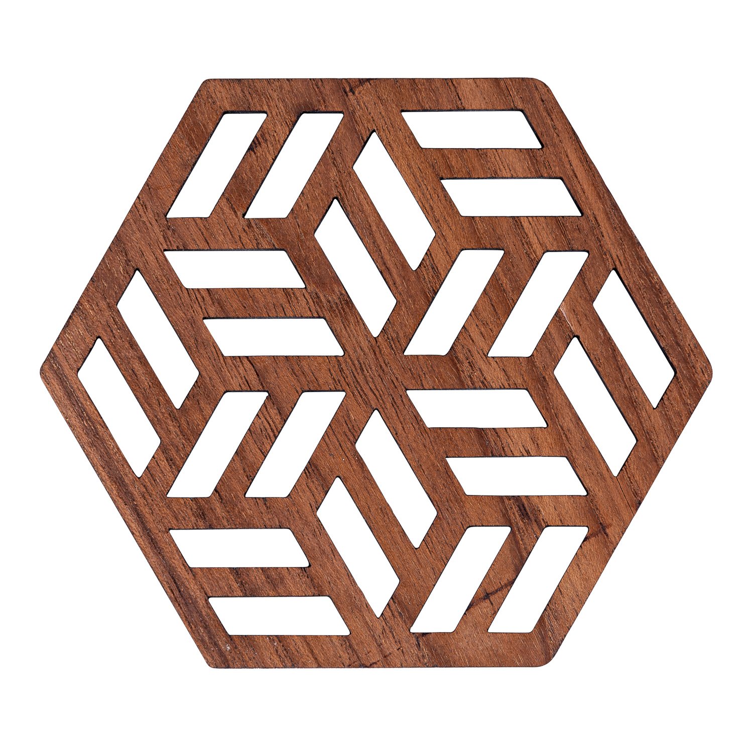 Teak Wood Coasters Set of 4, Square with Inner Square 9cm